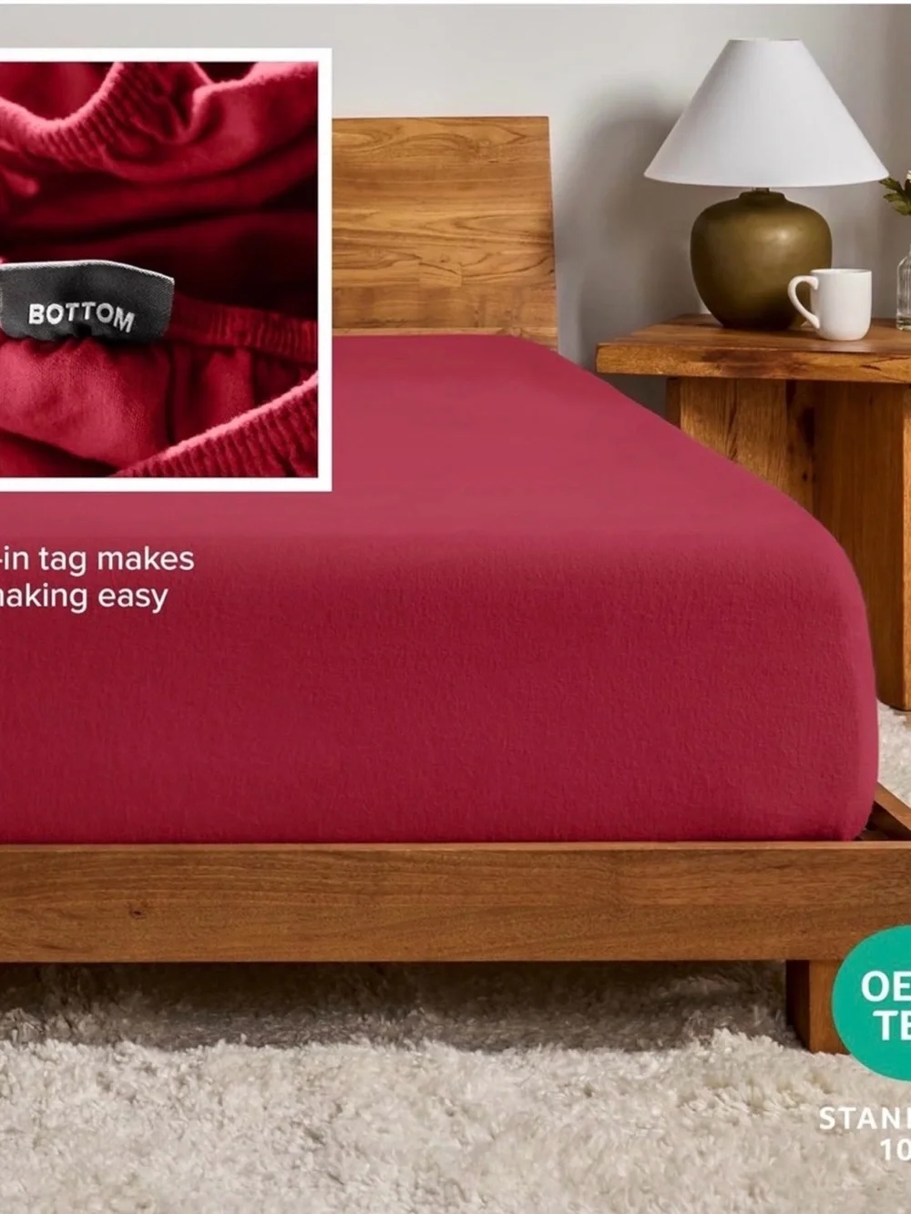 Bare Home|  Red Fitted Sheet 100 % Cotton (flannel)